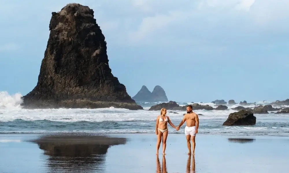 a couple in Benijo sandy beach